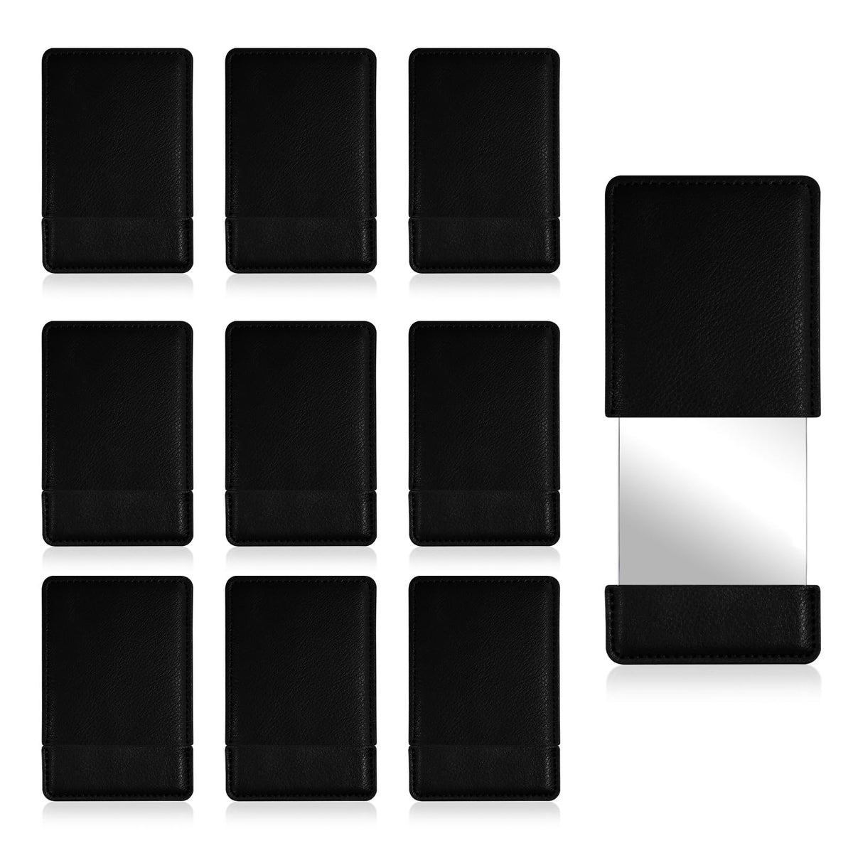 10 Pack Small Pocket Mirror with Leather Case Shatter - BangBoom Official Imagery - 2