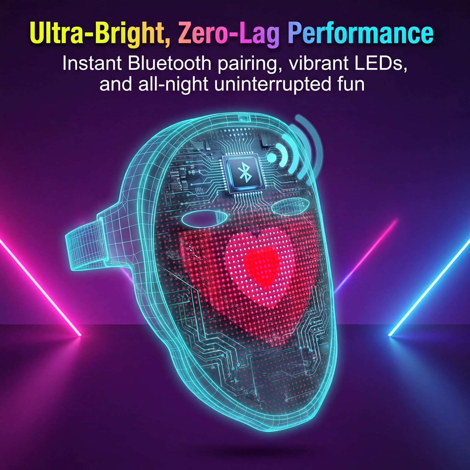 MEGOO Led Mask with Bluetooth Programmable App,Light Up Digital Face Mask - MEGOO Official Product View 3