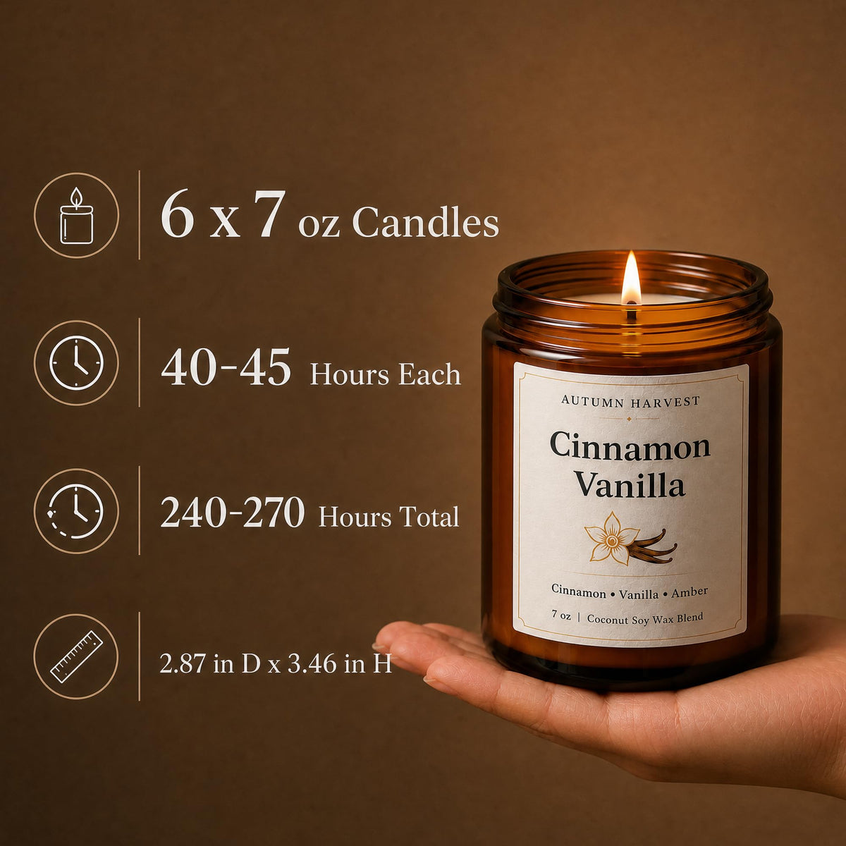 Fall Scented Candle Set of 6 7 oz Soy Candles for Home - YINUO LIGHT Official Imagery - 5