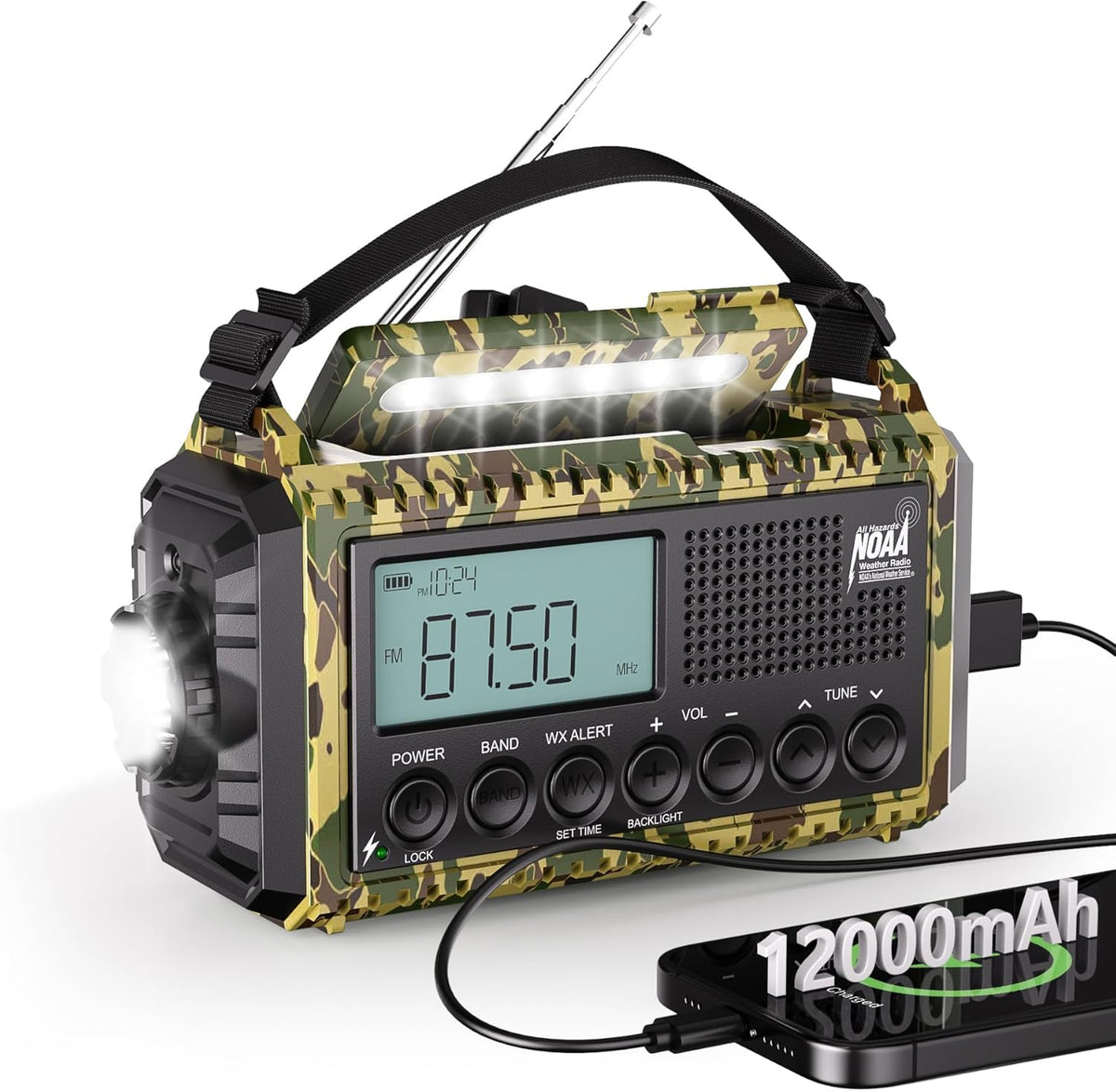 Emergency Radio 12000mAh Auto Digital Weather Radio Portable - Mesqool Official Imagery - 1