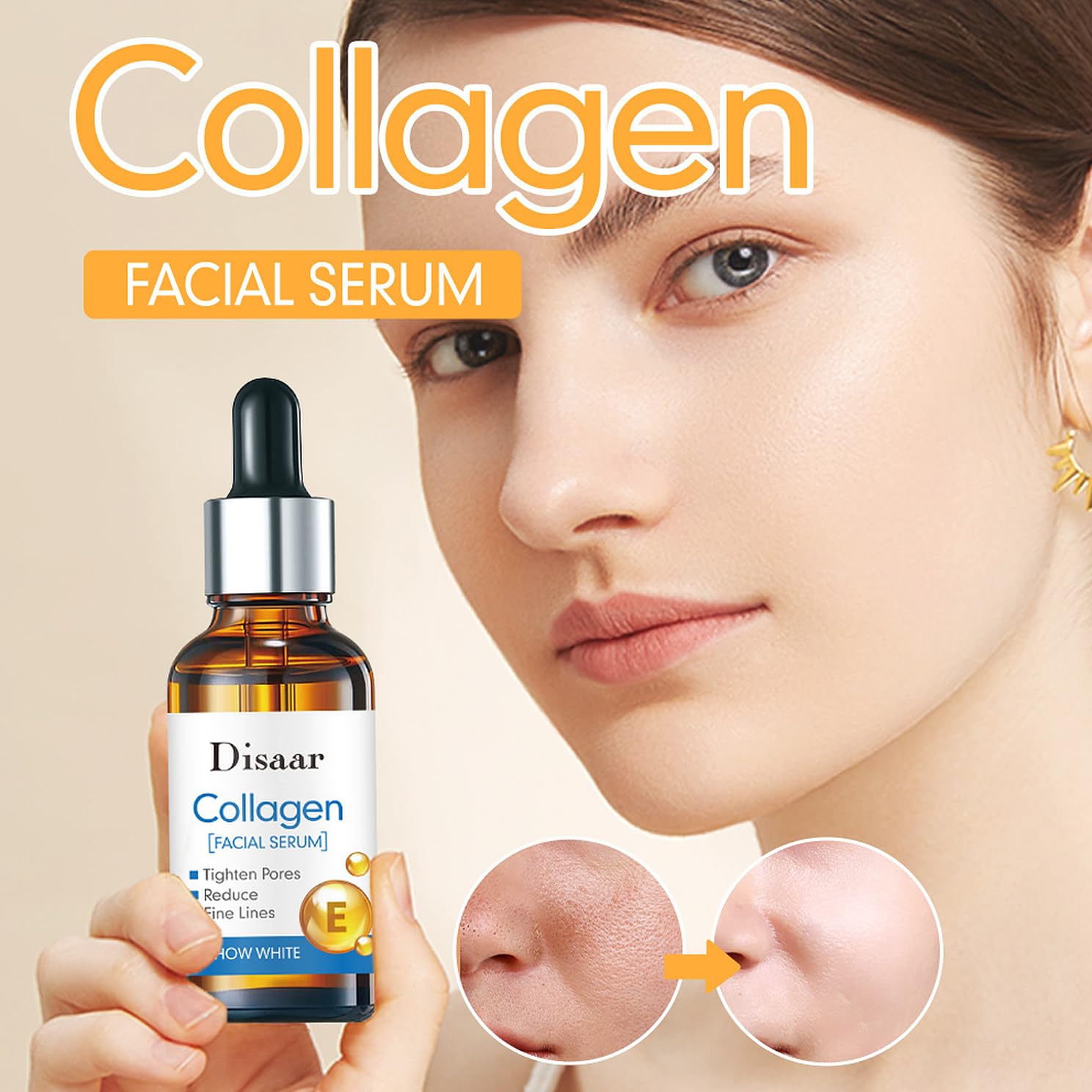 DISAAR BEAUTY Collagen Facial Serum Vitamin E Tighten Pores 30ml - DISAAR Beauty