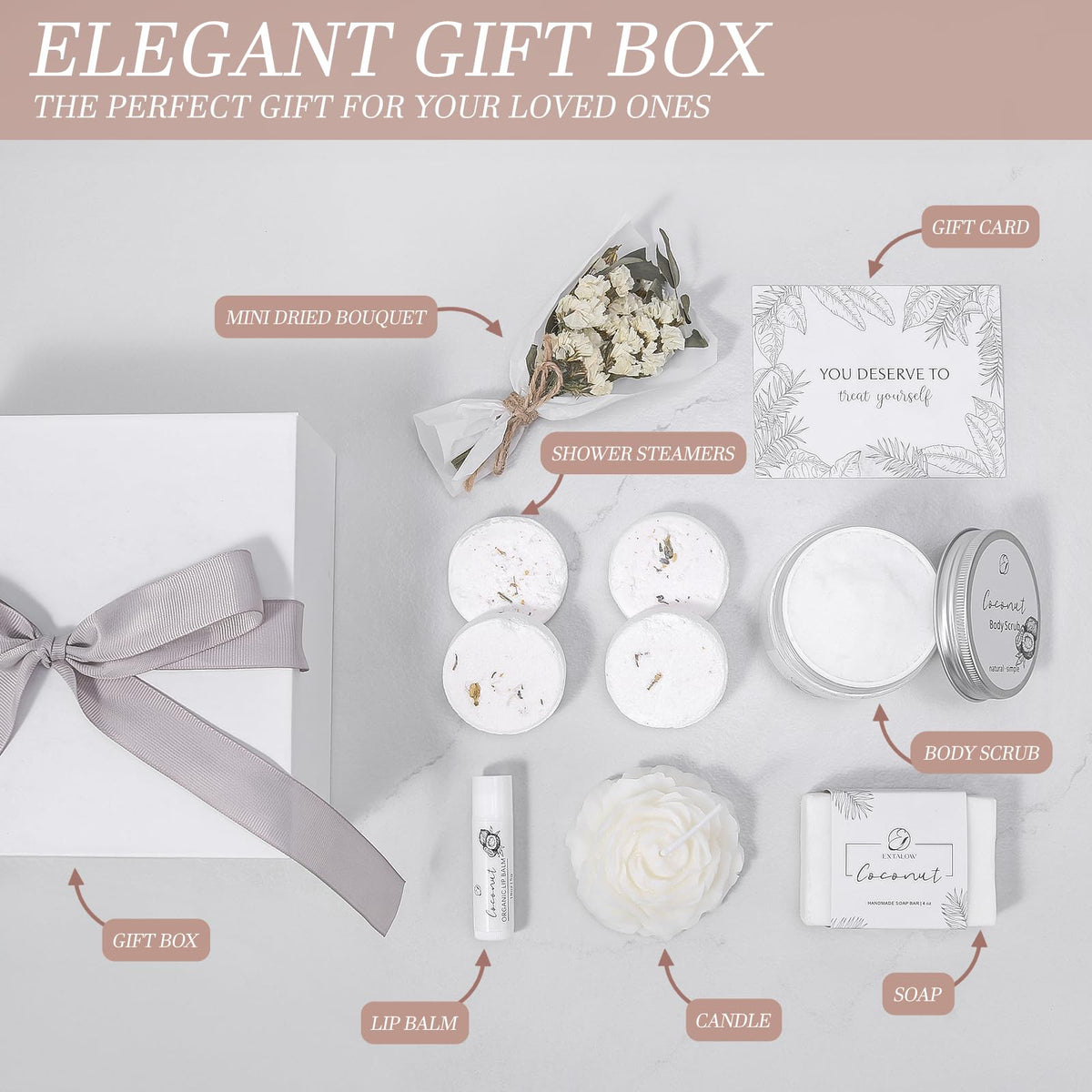 Spa Gifts for Women Coconut Lavender Home Spa Set Birthday - EXTALOW Official Imagery - 4