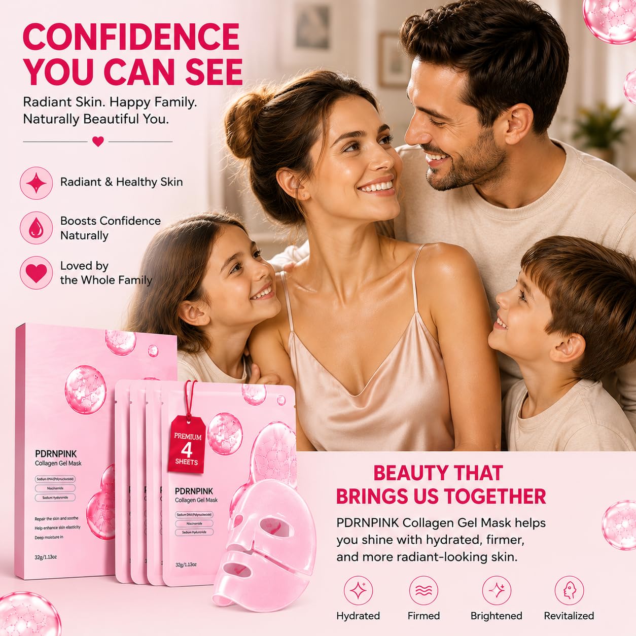 Premium 4-Pack bio-collagen real deep mask Hydrogel, beauty - GARDERIE