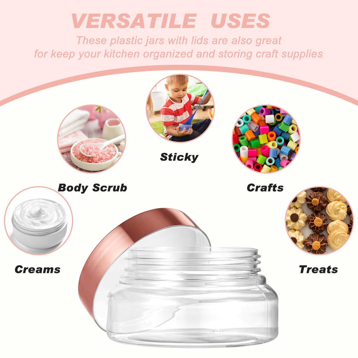 24 Pack Plastic Cosmetic Jars with Lids Label 5 oz Clear - Tessco for you Official Imagery - 8