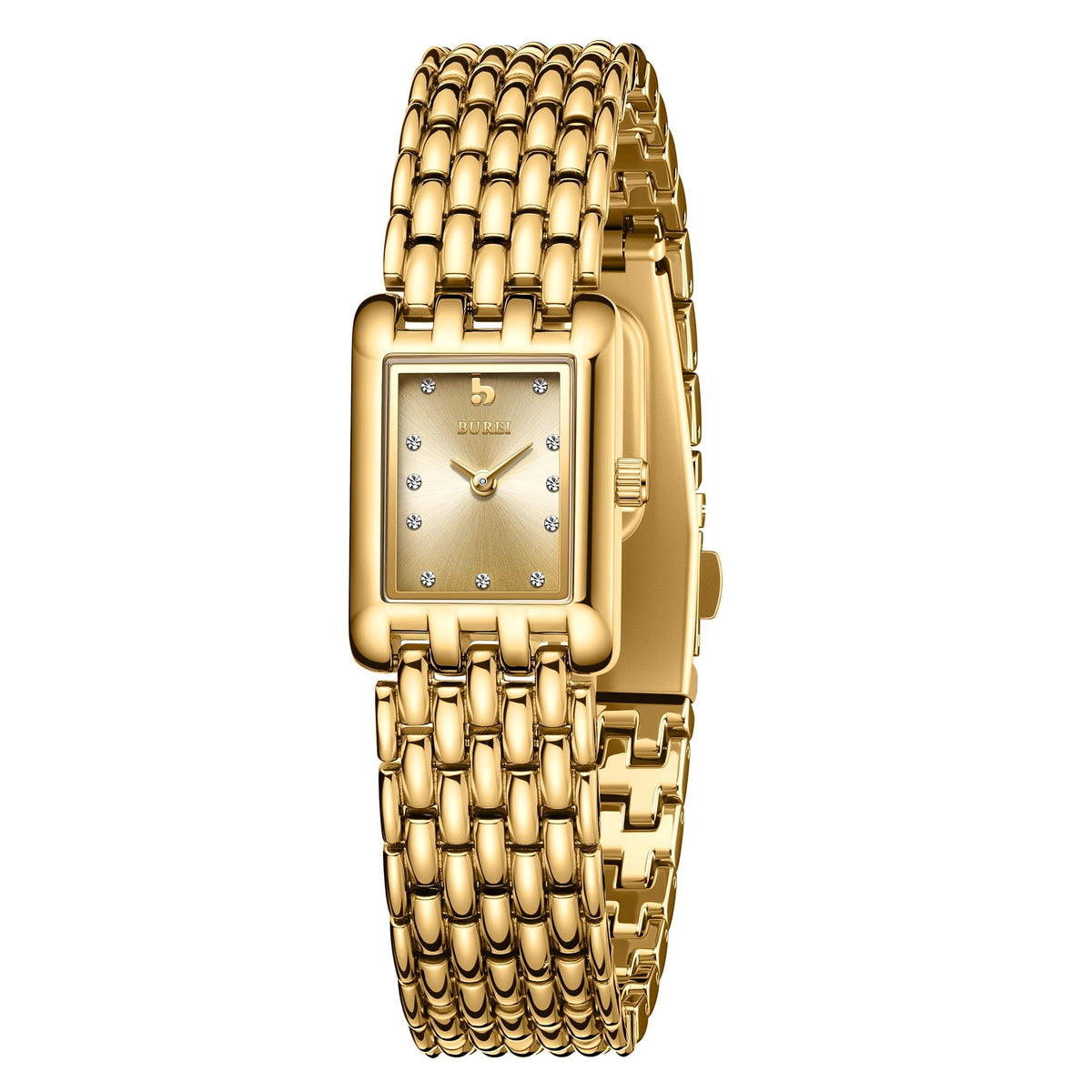 BUREI Women s Square Dial Watch with Crystals Gold Colored - BUREI Official Imagery - 8