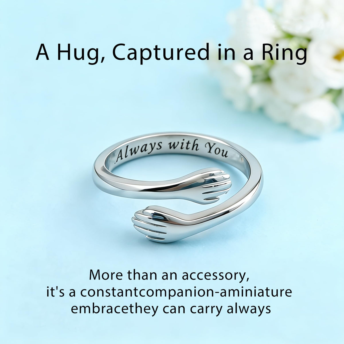 S925 Sterling Silver Hug Ring for Granddaughter Adjustable - Yuanyora Official Imagery - 7