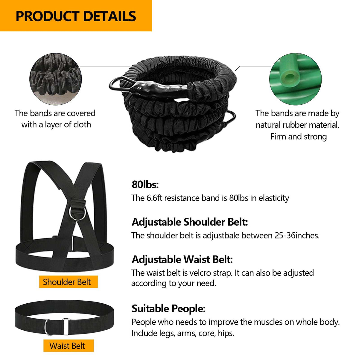 80lb Speed Training Equipment Resistance Band Exercising Set - Tuyzhrymlic Official Imagery - 4