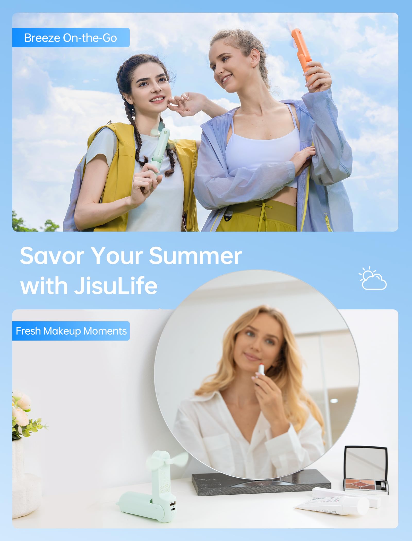 JISULIFE 3 IN 1 Portable Fan with Power Bank & Flashlight Feature by JISULIFE - Angle View 6