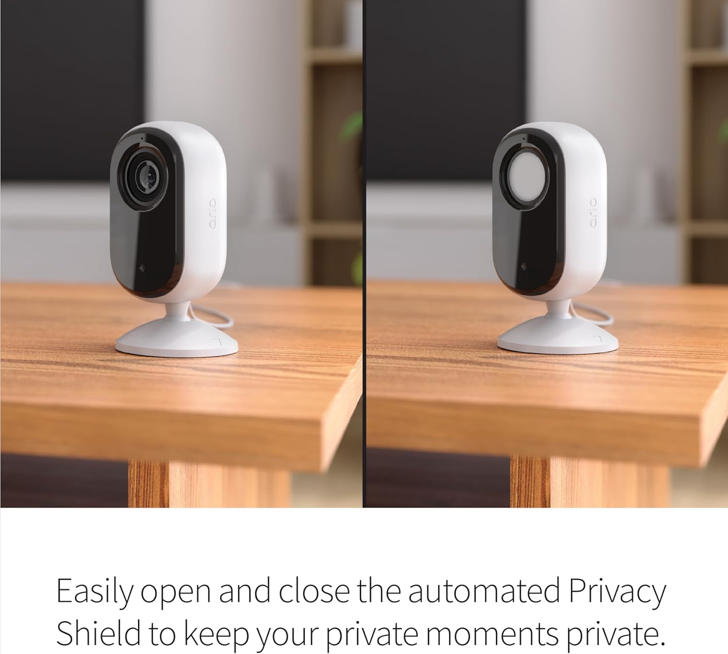 Elefair Arlo Essential HD Security Camera indoor model, 2nd gen, pet monitoring and baby monitor, with wide-angle lens and sleek design.