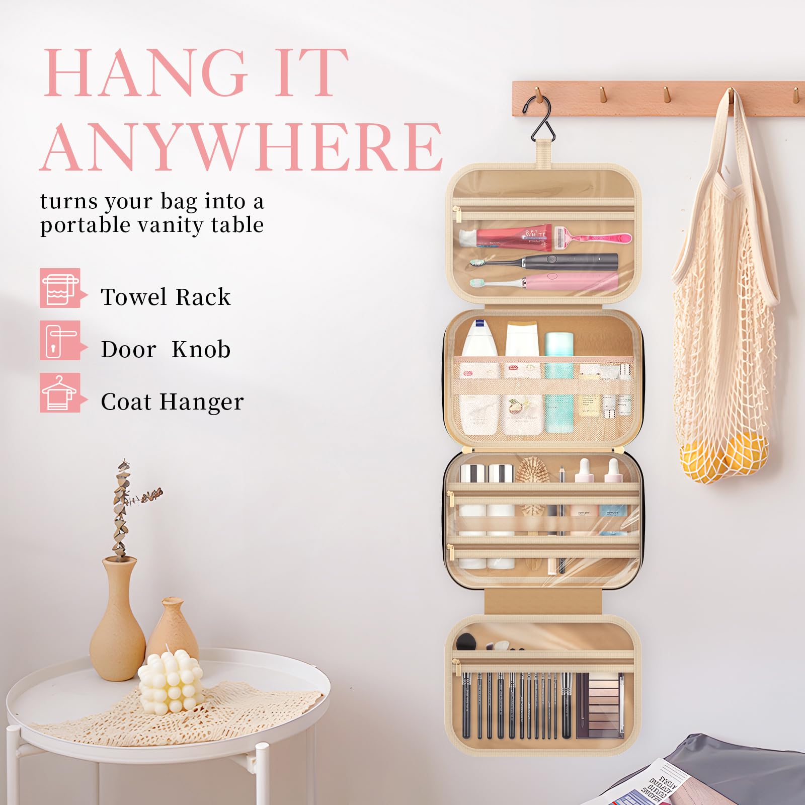 HOTOR Hanging Travel Toiletry Bag Women Men Essentials Black - HOTOR Official Product View 3