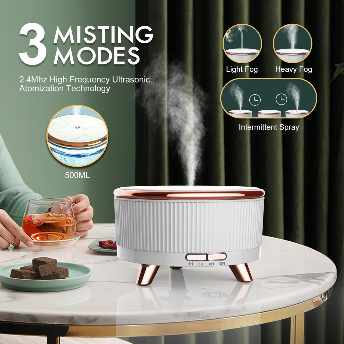 Diffusers for Essential Oils Large Room 500ml Cool Mist - Jpord Official Imagery - 4