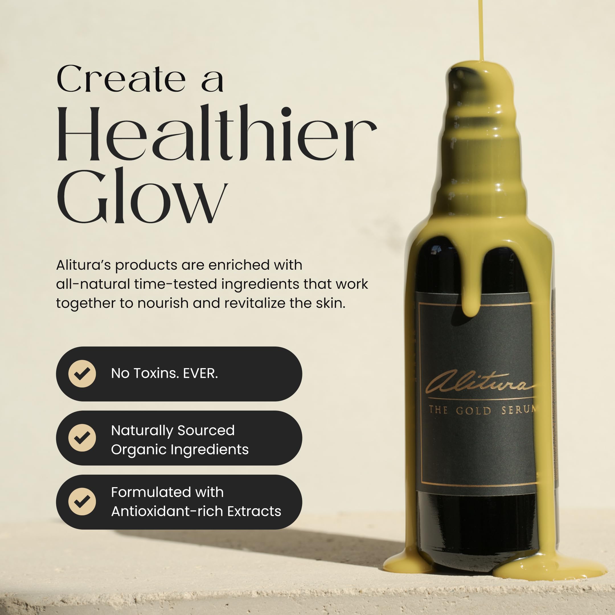 Alitura Gold Serum Anti Aging Peptide And Collagen Face - Alitura Official Imagery - 7