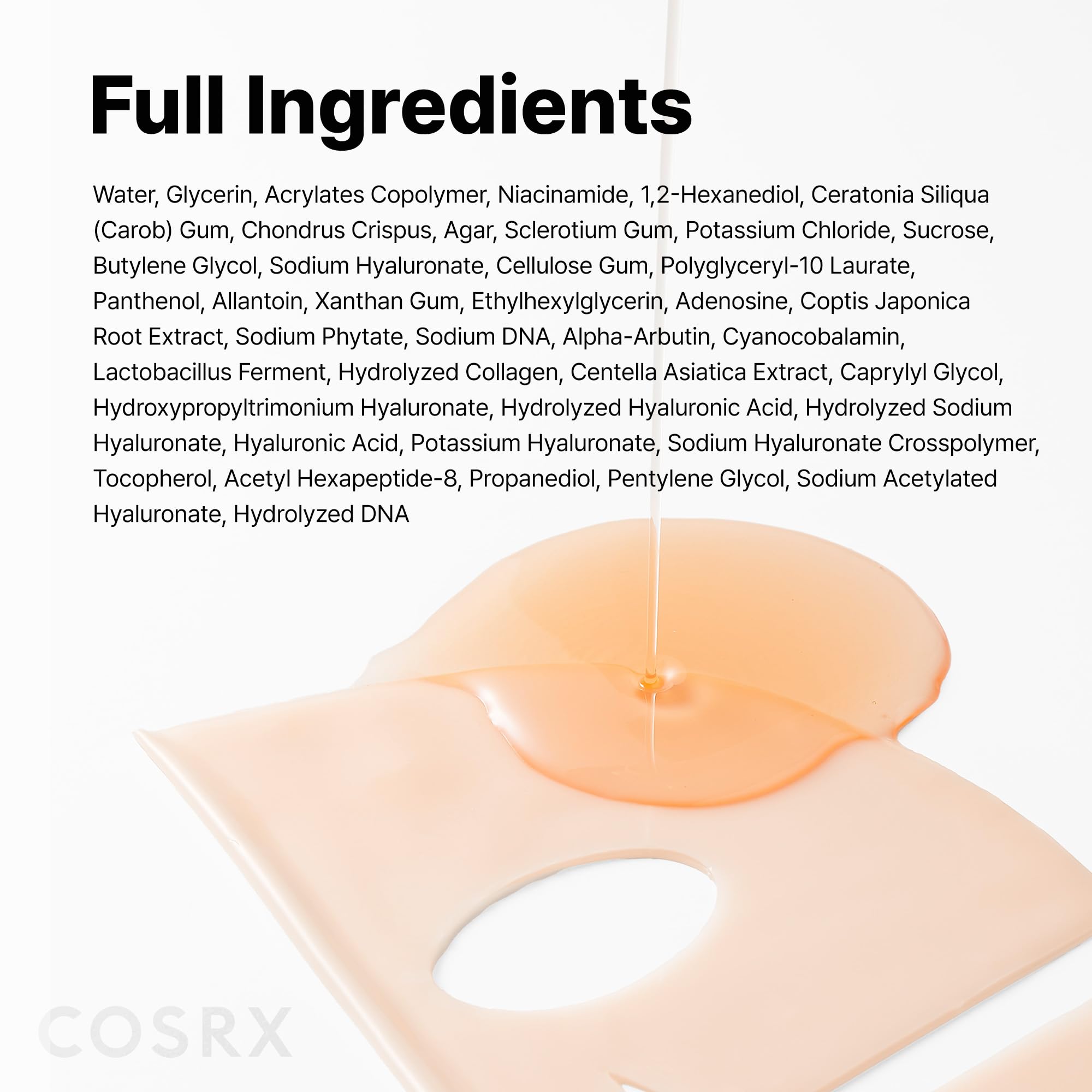 COSRX 5 PDRN Hyaluronic Hydrogel Face Mask, Glass Skin Glow, 34g - COSRX