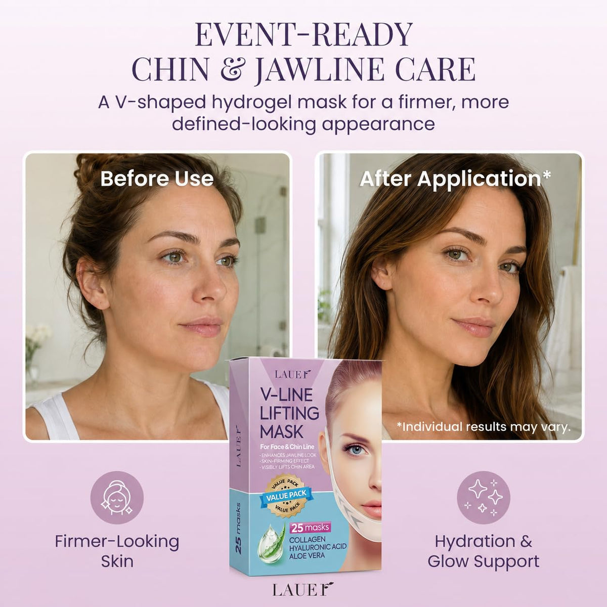 LAUER COSMETIC V Shaped Hydrogel Chin Mask with Collagen 25 - LAUER COSMETIC Official Imagery - 3