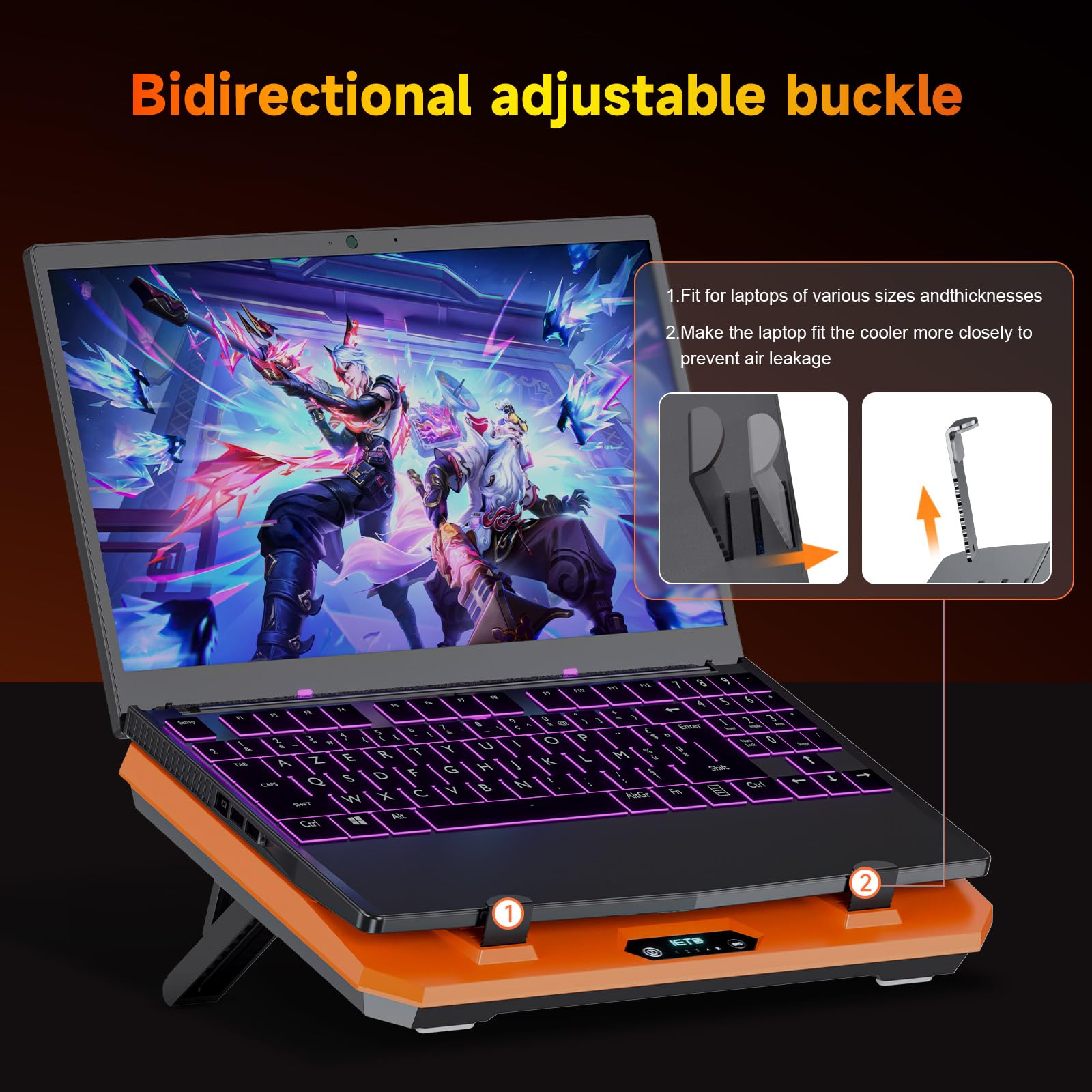 IETS GT300 Upgraded Laptop Cooling Pad with Adjustable Stand, Turbo Boosted Cooler for Rapid Cooling 10-17inch Gaming Laptop, Flexible Sealing Ring，Featuring Air Filtration and USB Hub