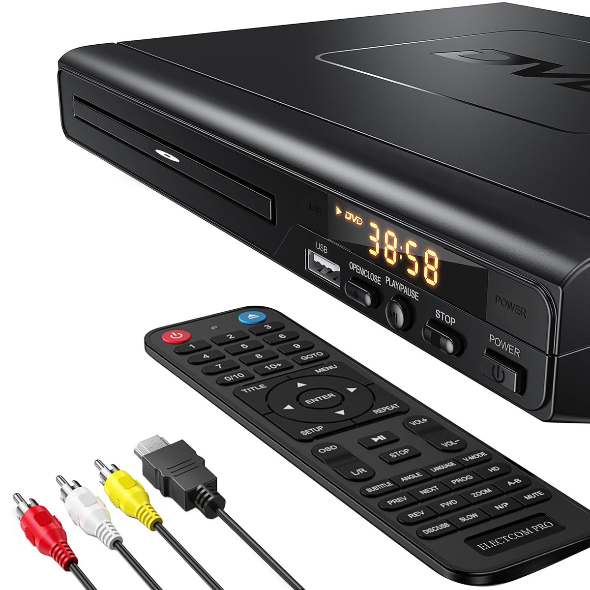 ELECTCOM PRO Region Free DVD Player for TV with HDMI - ELECTCOM PRO Official Imagery - 1