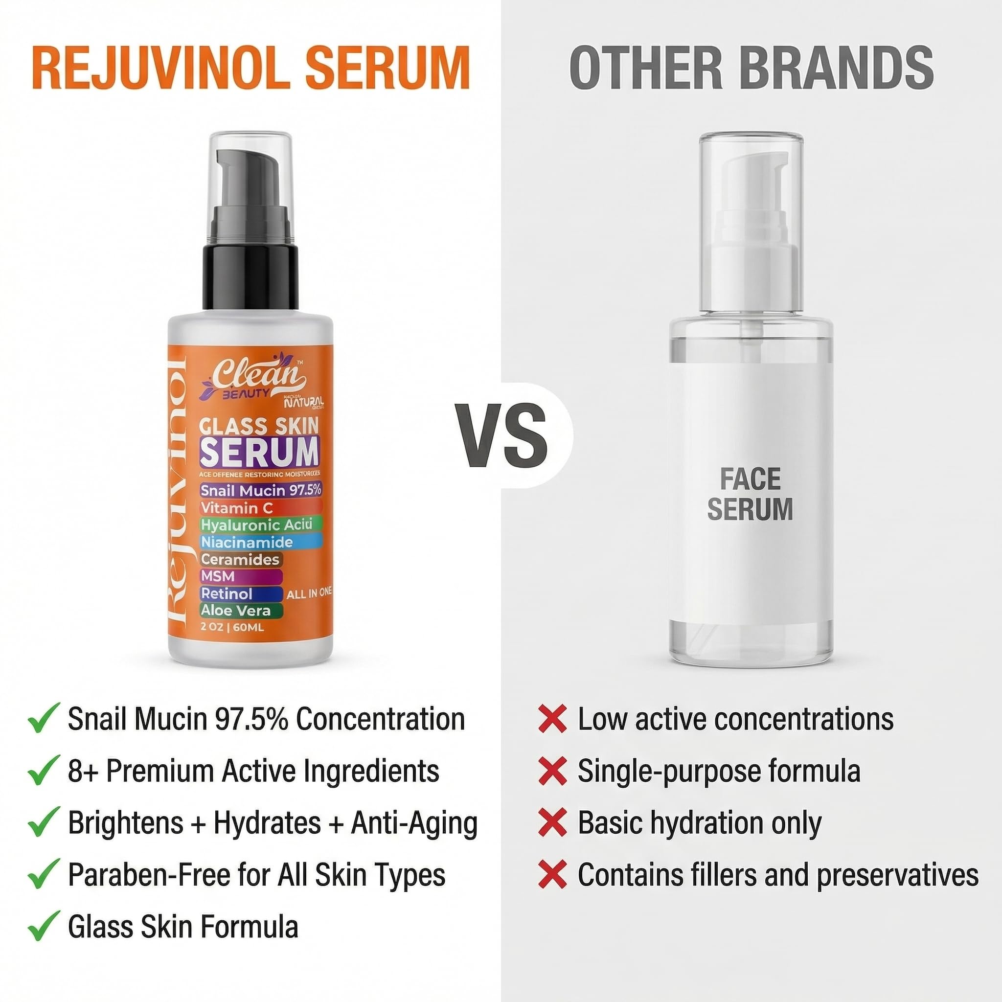 Clean Beauty Snail Mucin Serum Vitamin C Face Serum Anti Aging with Hyaluronic - Clean Beauty Official Product View 8