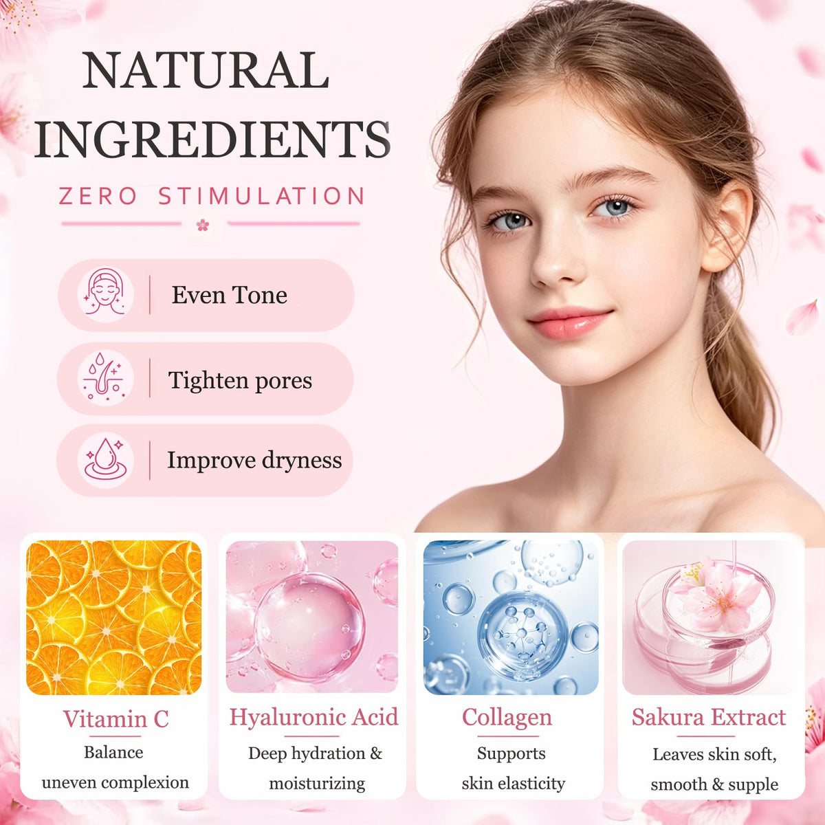 Sakura Skin Care Set for Kids Teen Girls 14 PCS Facial Skin - SHUNSHI Official Imagery - 7
