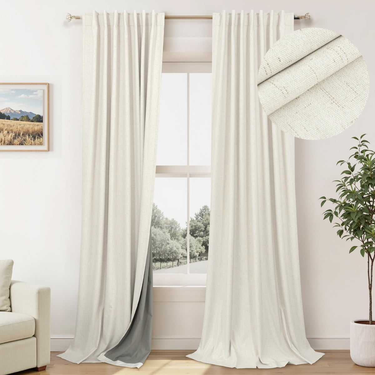 100 Blackout Curtains 84 Inch Length 2 Panels Set Neutral - Pitalk Official Imagery - 1