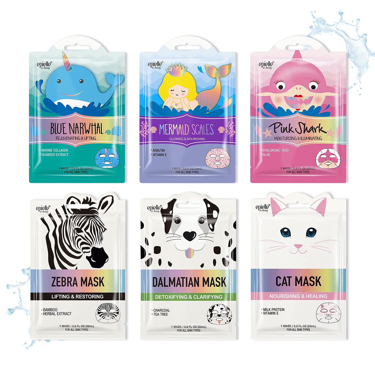 Epielle Character Face Mask Mystical Safari 6 Pack, Fun &amp; - Epielle