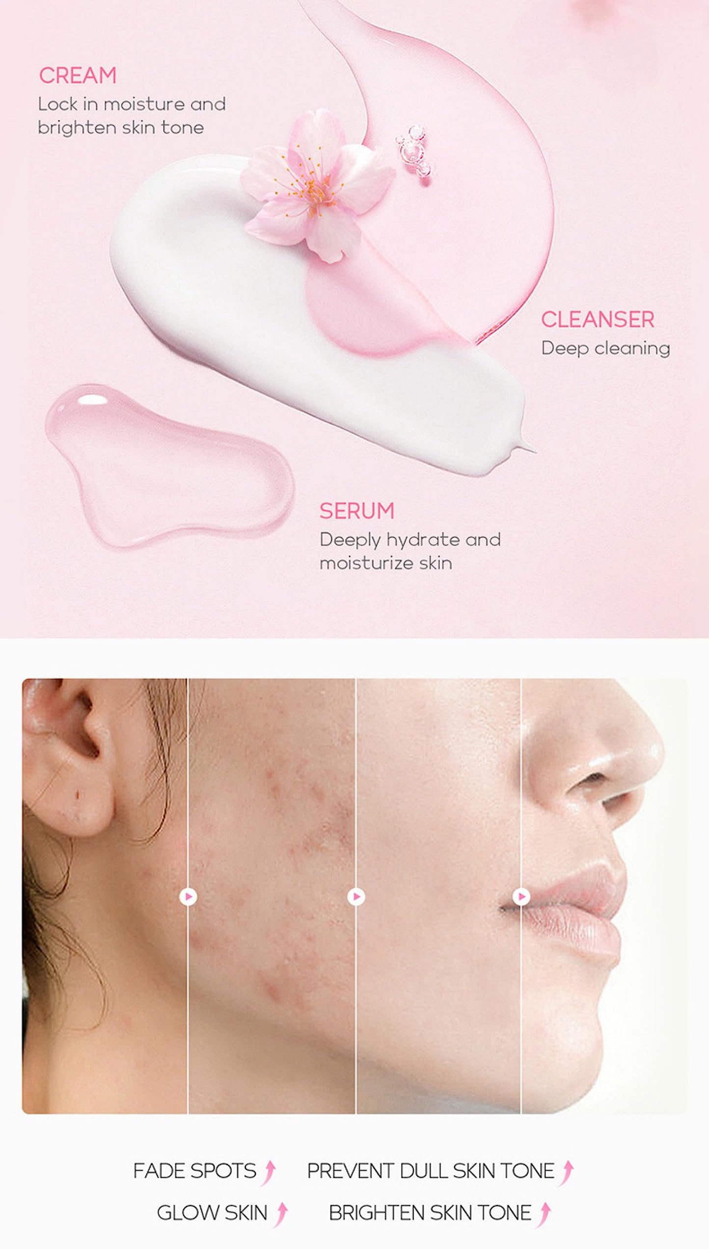 Skin Care Kit Korean Skincare Set for Teen Girls &amp; Women, - XJBD
