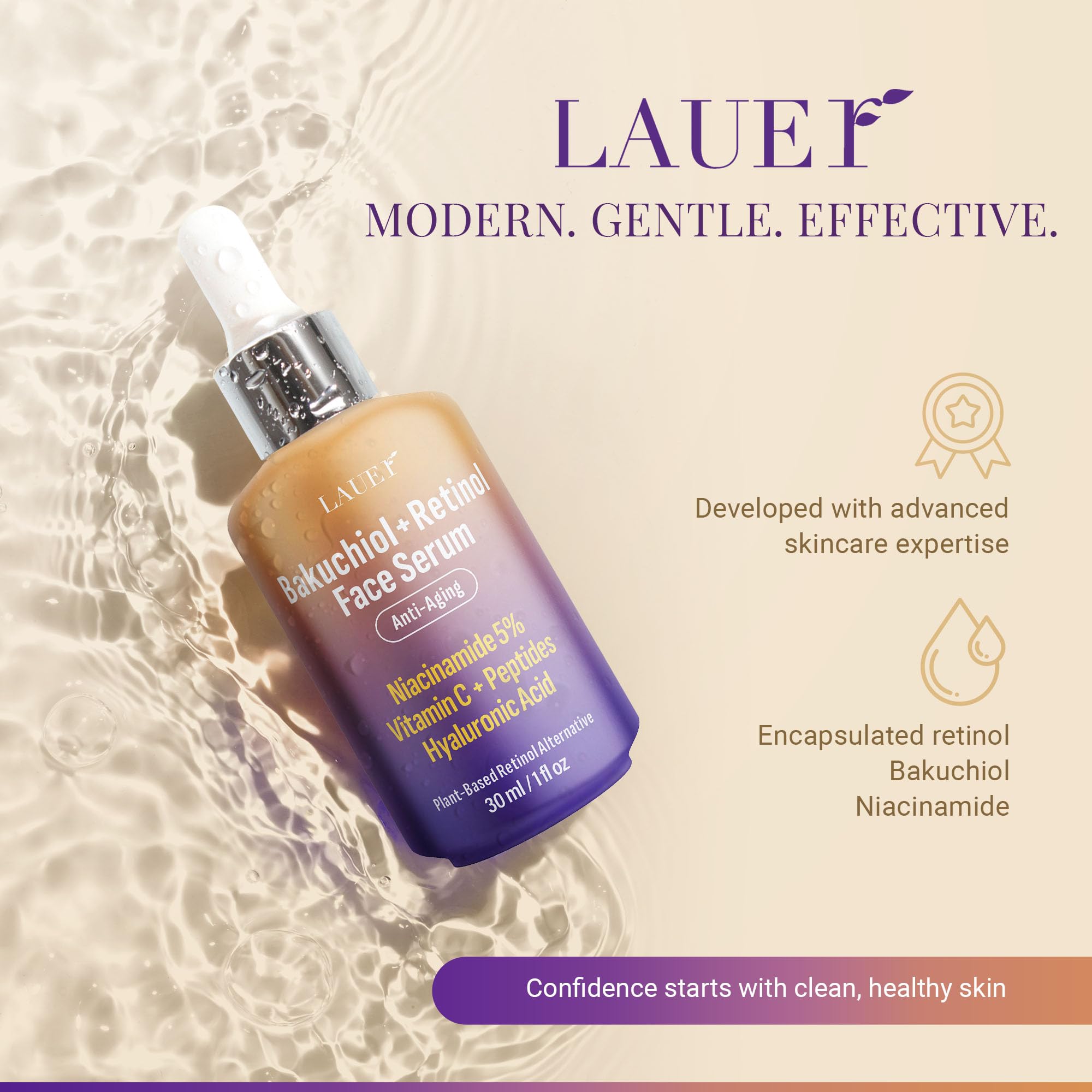 LAUER COSMETIC Bakuchiol Retinol Serum for Face with Vitamin C Hyaluronic Acid - LAUER COSMETIC Official Product View 8