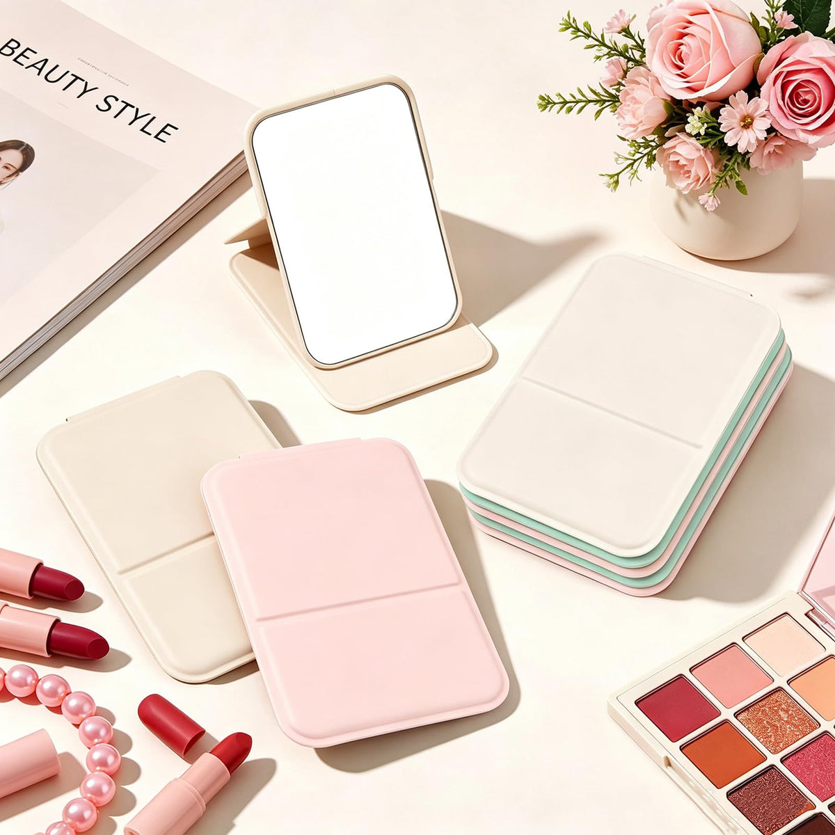 15 Pcs Folding Travel Makeup Mirror Portable Compact Vanity - Ntwoiee Official Imagery - 3
