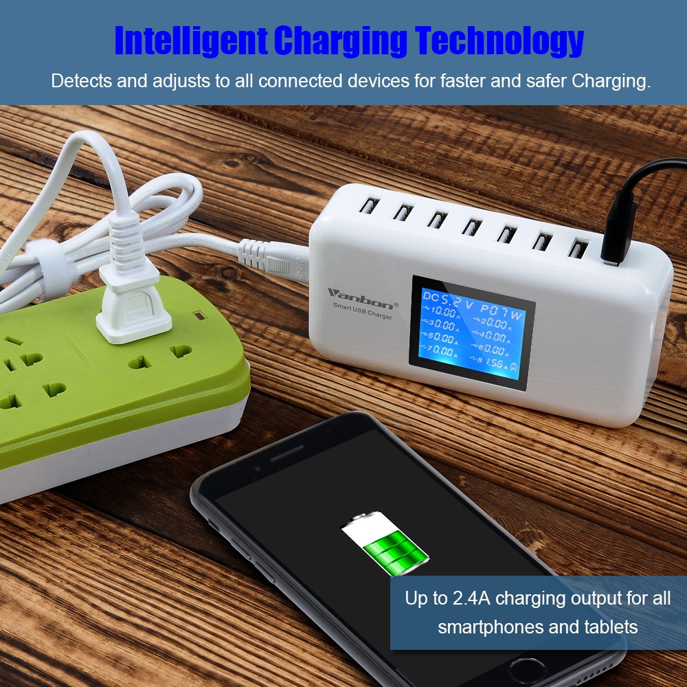 60W 12A 8 Port Desktop Charging Station Multiple USB Multi - veebon Official Imagery - 3