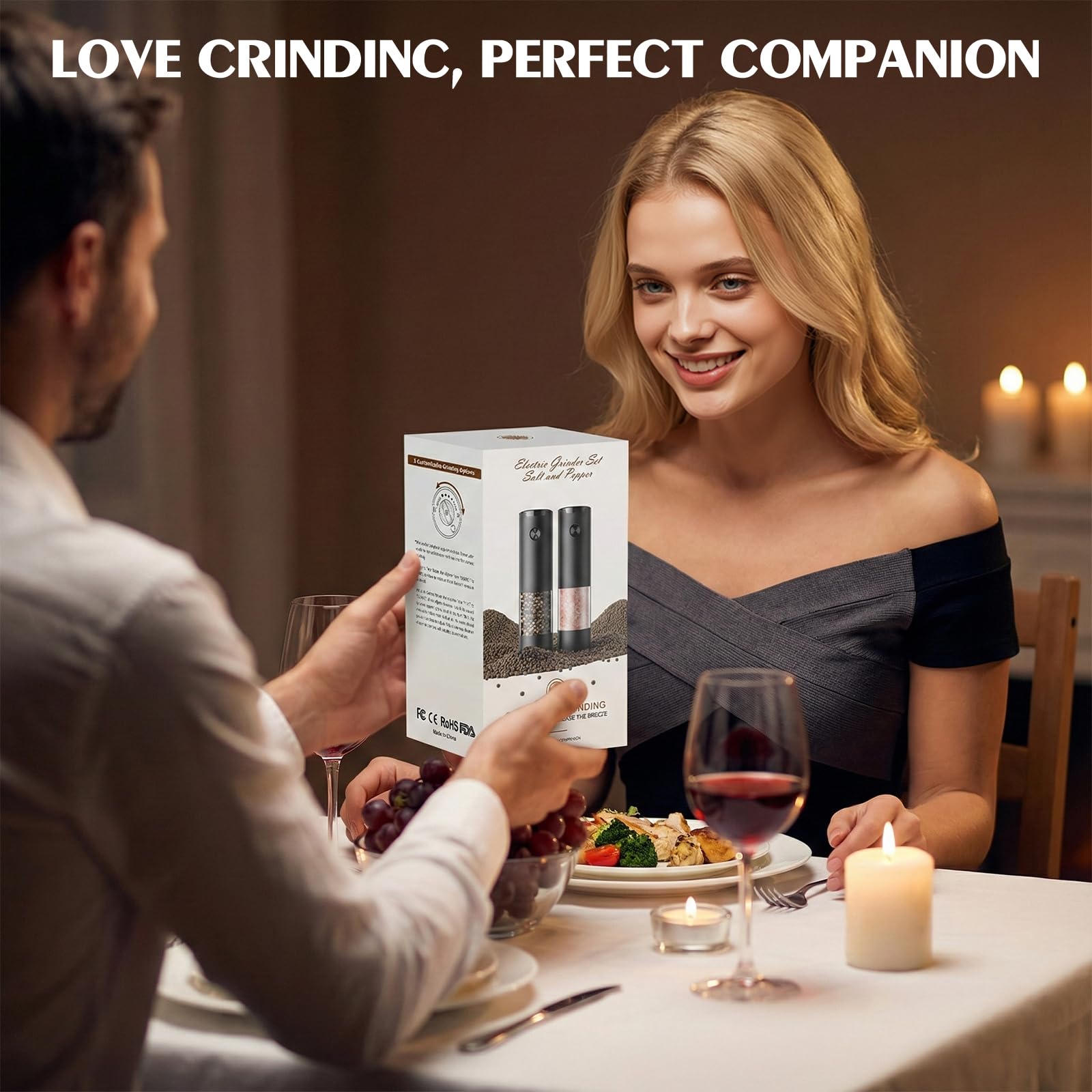 ioion Electric Salt and Pepper Grinder Set Automatic Battery Pepp by ioion - Angle View 7