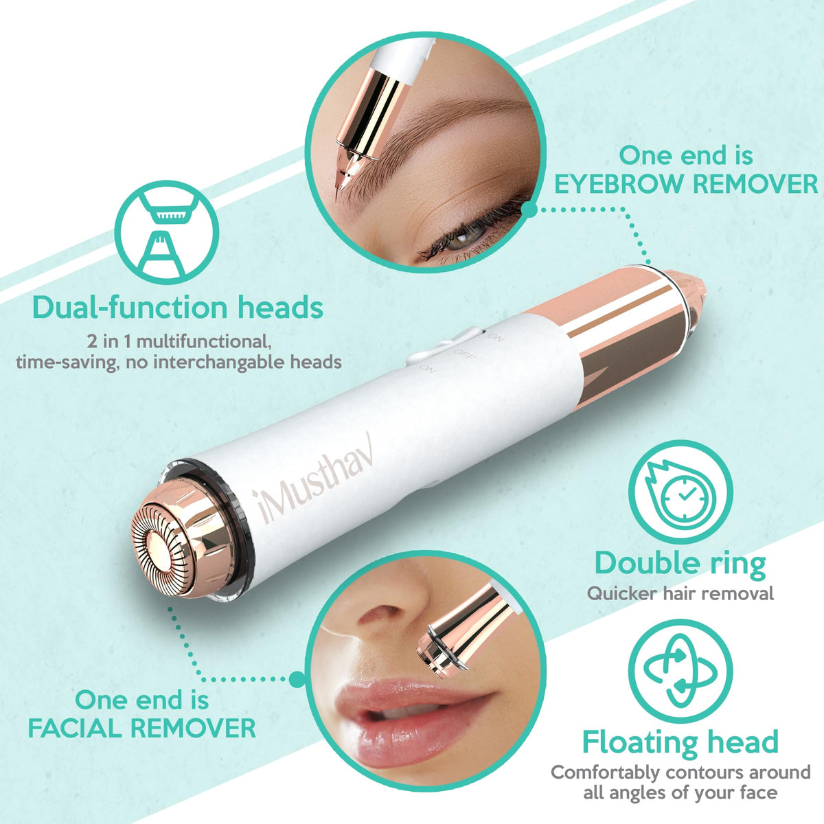 Facial Hair Removal for Women 2 in 1 Face Hair Remover - iMusthav Official Imagery - 4