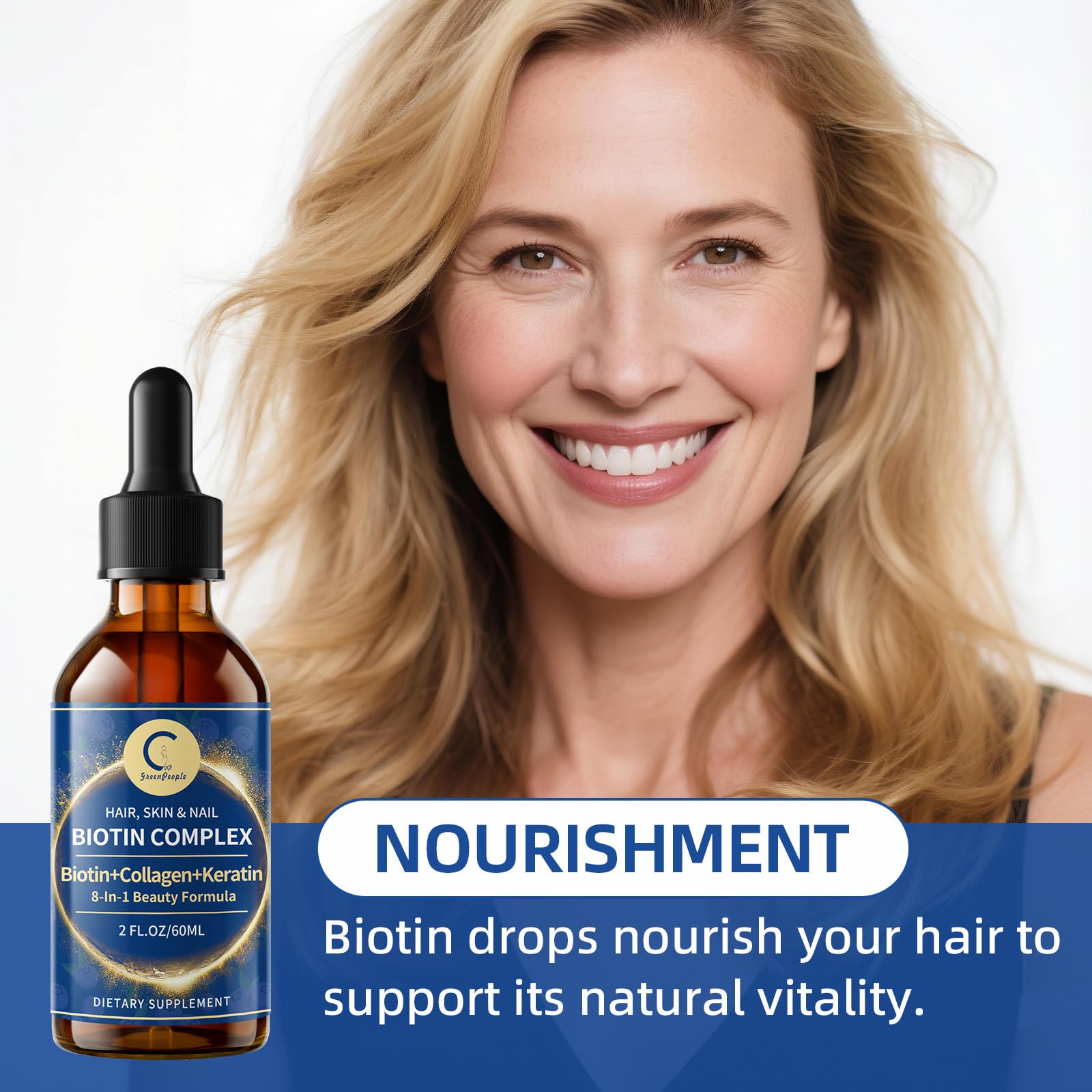 Biotin Collagen Liquid Drops Support Glowing Skin Hair Nail - GPGP GreenPeople Official Imagery - 6