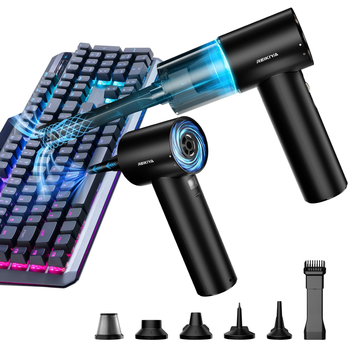 Computer Keyboard Cleaner Portable Vacuum and Compressed Air - REIKIYA Official Imagery - 1