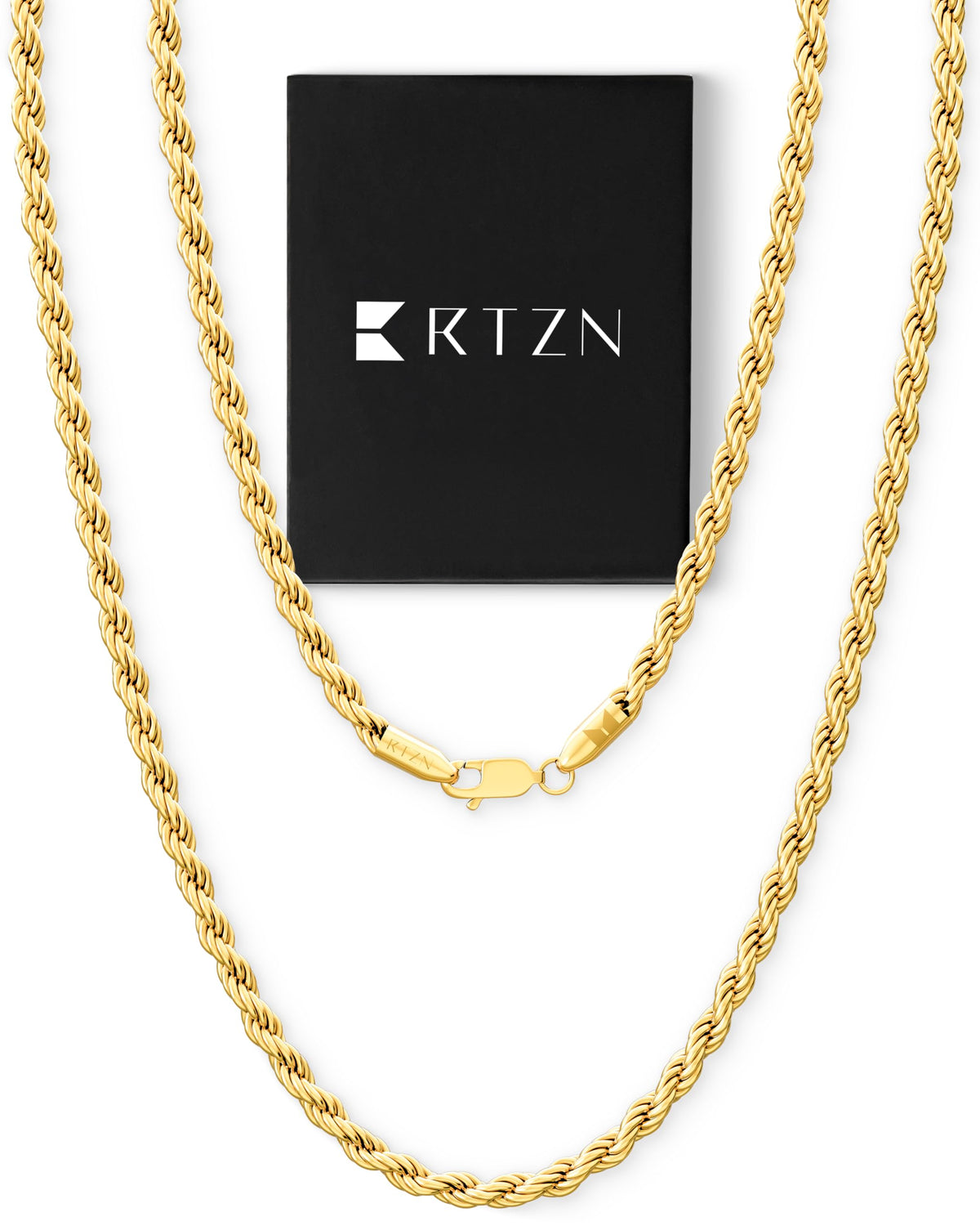 RTZN Gold Rope Chain for Men 3mm 4mm Mens Rope Chain Premium - RTZN Official Imagery - 1
