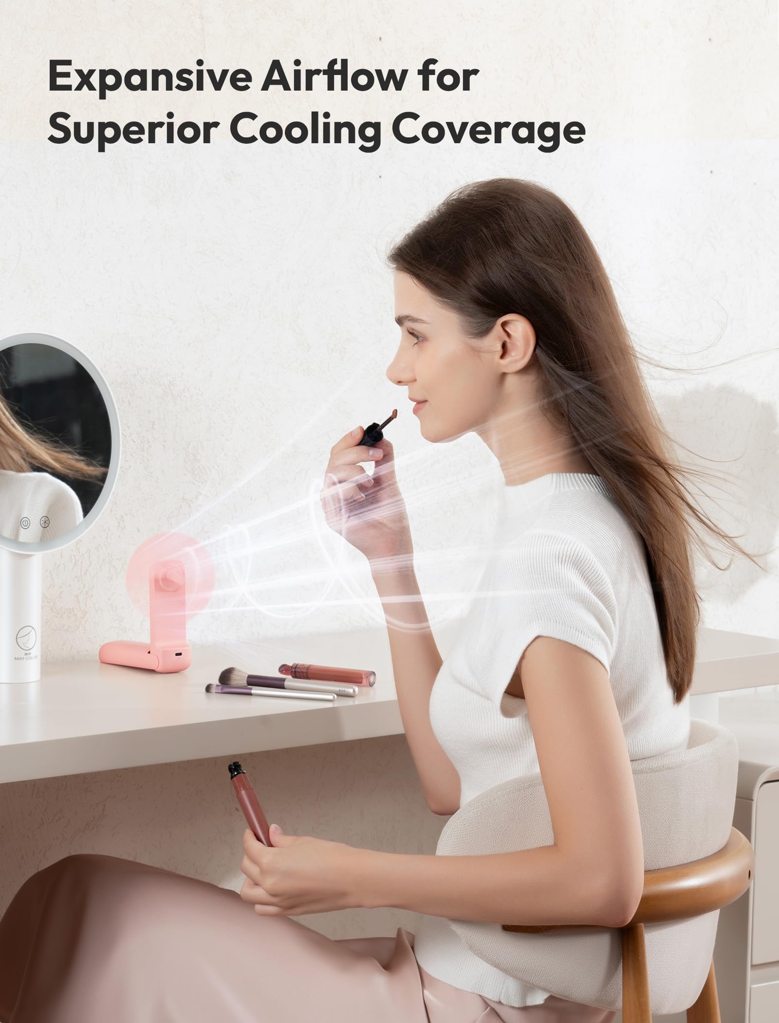 Aecooly Slim Handheld Fan, Thin Portable Fan, USB Rechargeable by Aecooly - Angle View 5