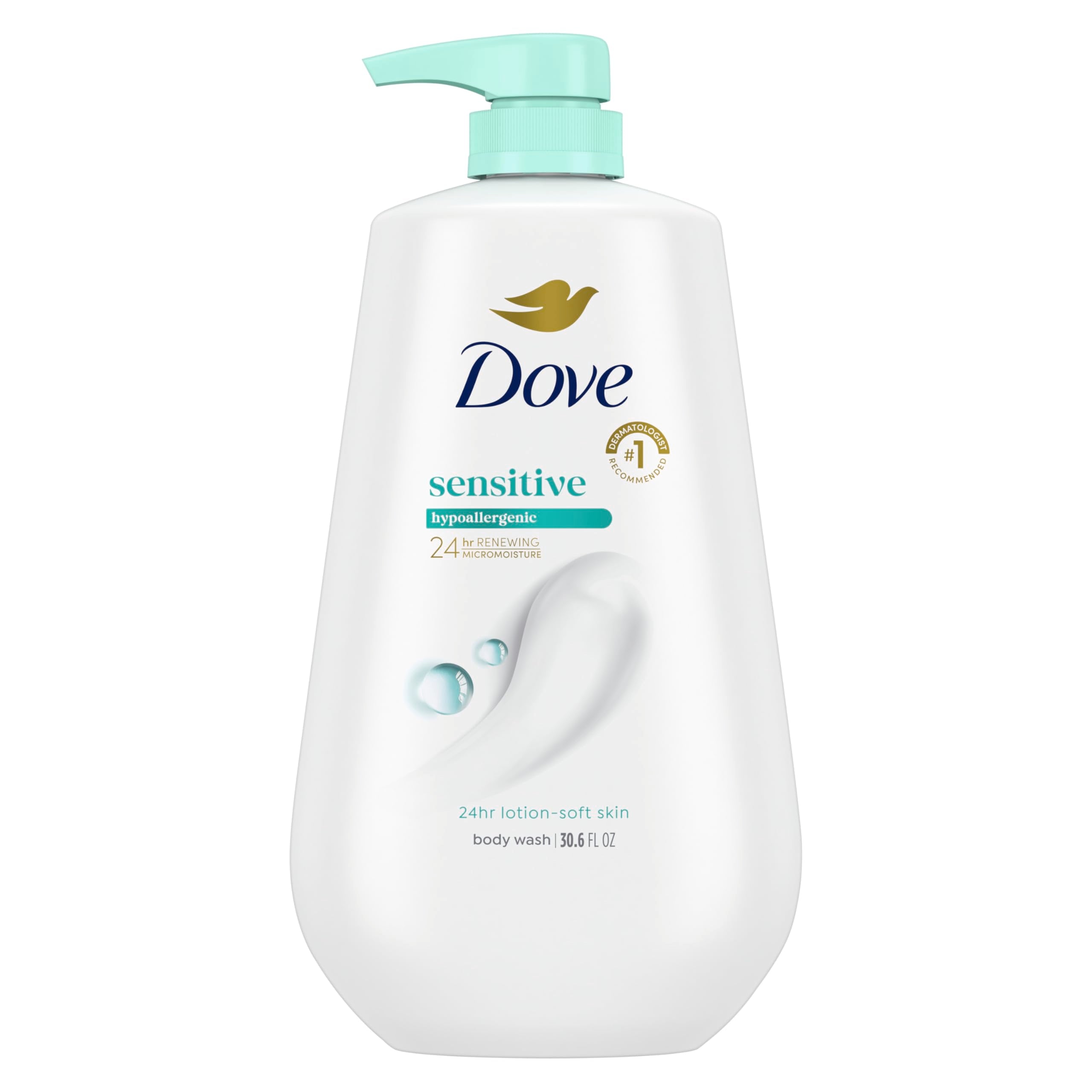 Dove Sensitive Skin Body Wash, 24hr Lotion-Soft Skin, 30.6 oz - Elefair Tech Official Product View 2