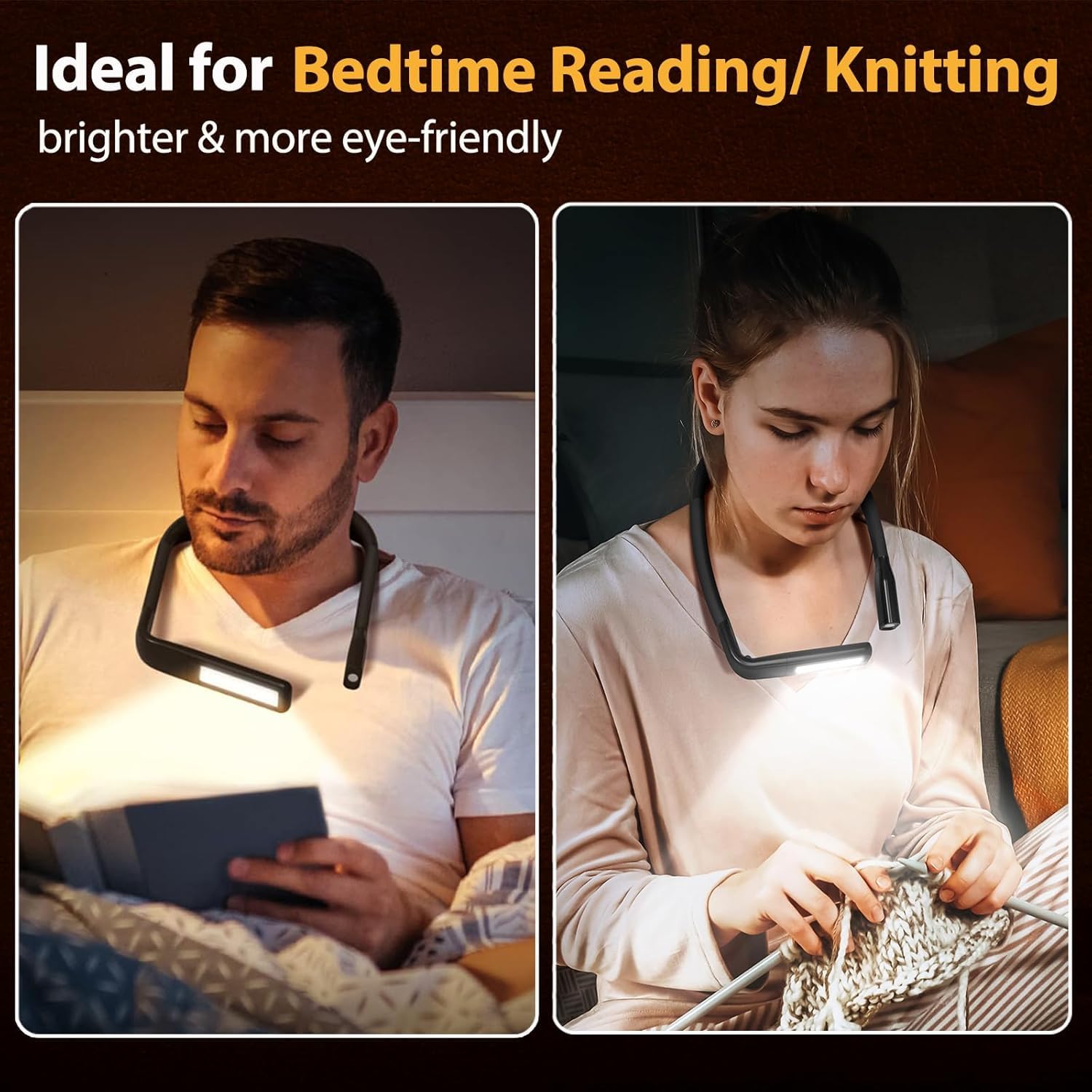 EastPin Book Light Neck Reading Light, Dual-Lamp with Wide Floodlight - View 4