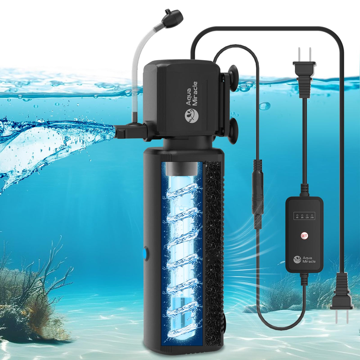 AquaMiracle Aquarium U V Filter for Green Water Control with - AquaMiracle Official Imagery - 1