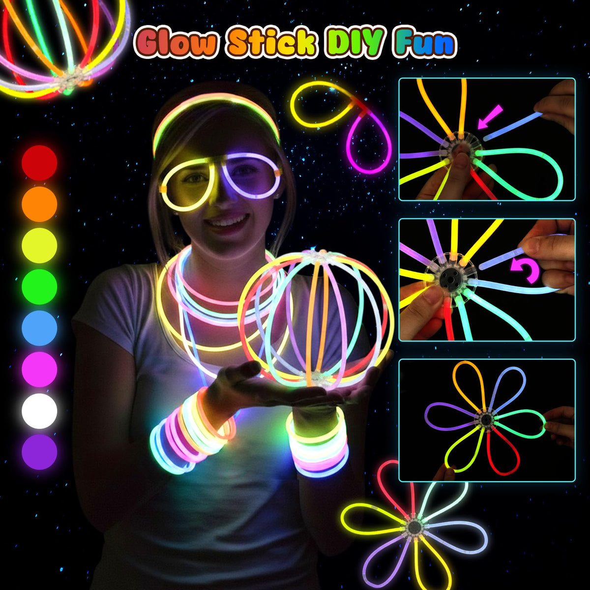 LovesTown 260PCS Glow in the Dark Party Supplies Neon - LovesTown Official Imagery - 7