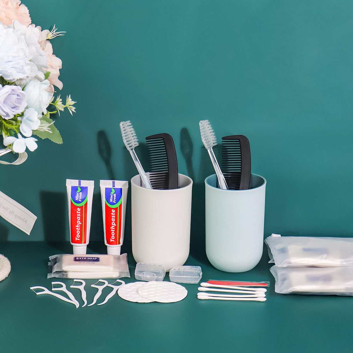 50 Sets Personal Hygiene Kit Bulk Disposable Toothbrushes - HQSLsund Official Imagery - 6
