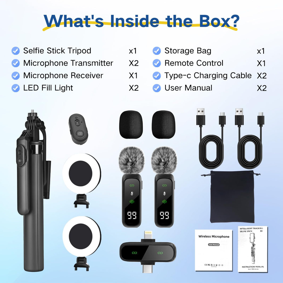 Content Creator Vlogging Kit 180CM Metal Selfie Stick Tripod - HUGSEE Official Imagery - 8