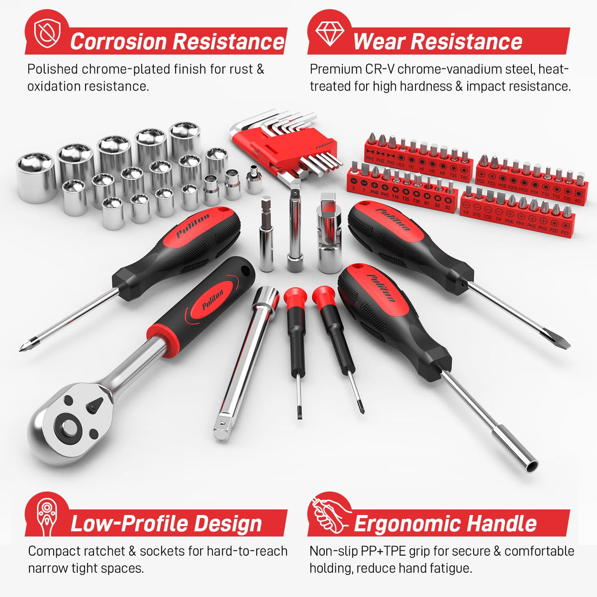 PULITUO 378 Piece Home Repair Tool Kit Drawer Portable Tool - PULITUO Official Imagery - 6