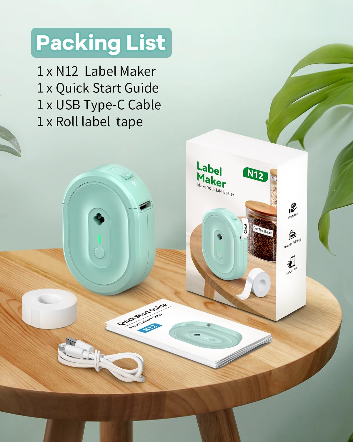 NDYIN N12 Label Maker Machine with 1 Tape Bluetooth Label Printer - NDYIN Official Product View 7