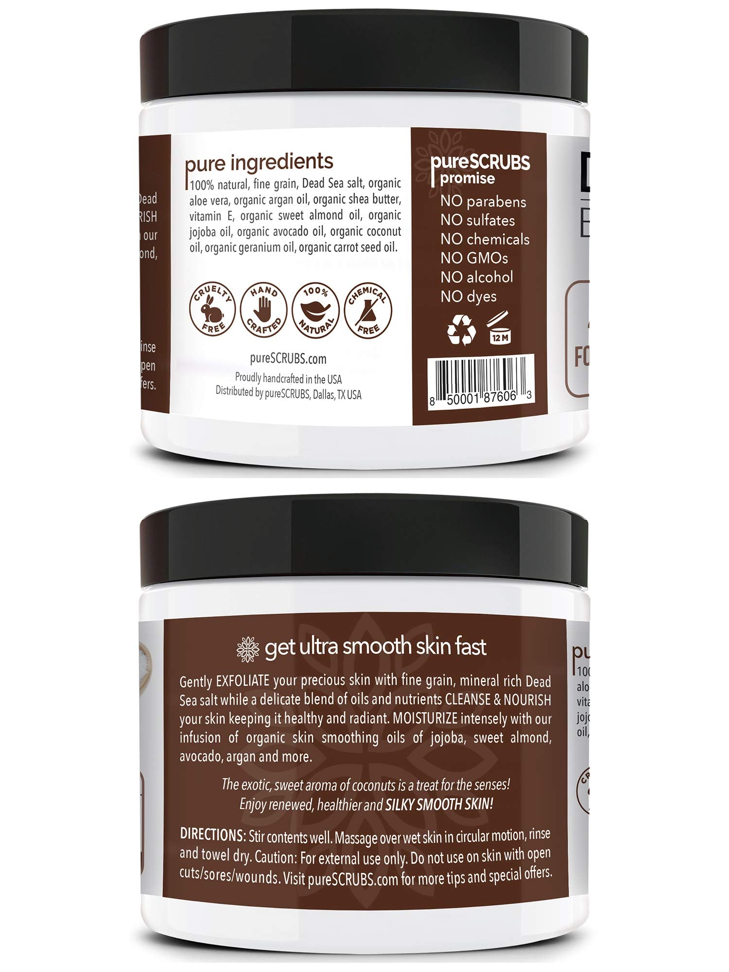pureSCRUBS Premium Coconut Body Scrub Set, Exfoliating Dead Sea Salt Scrub - pureSCRUBS Official Product View 7