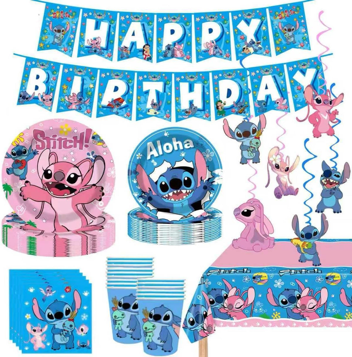 88PCS For Stitch Party Supplies 6 Hanging Swirls 20 Napkins - KROCEUS Official Imagery - 2
