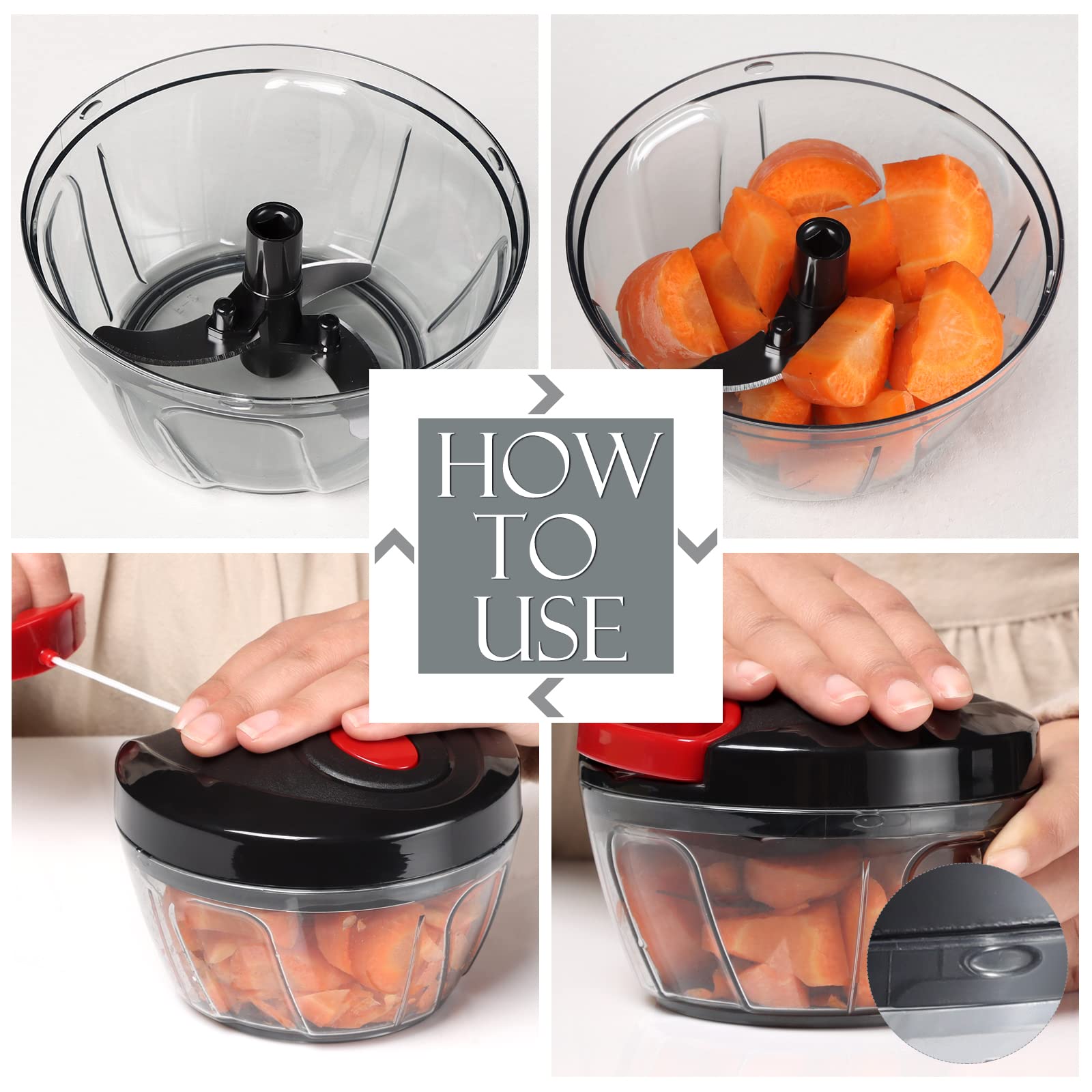 Ourokhome Manual Food Processor Vegetable Chopper, Portable Hand - Ourokhome Official Product View 6