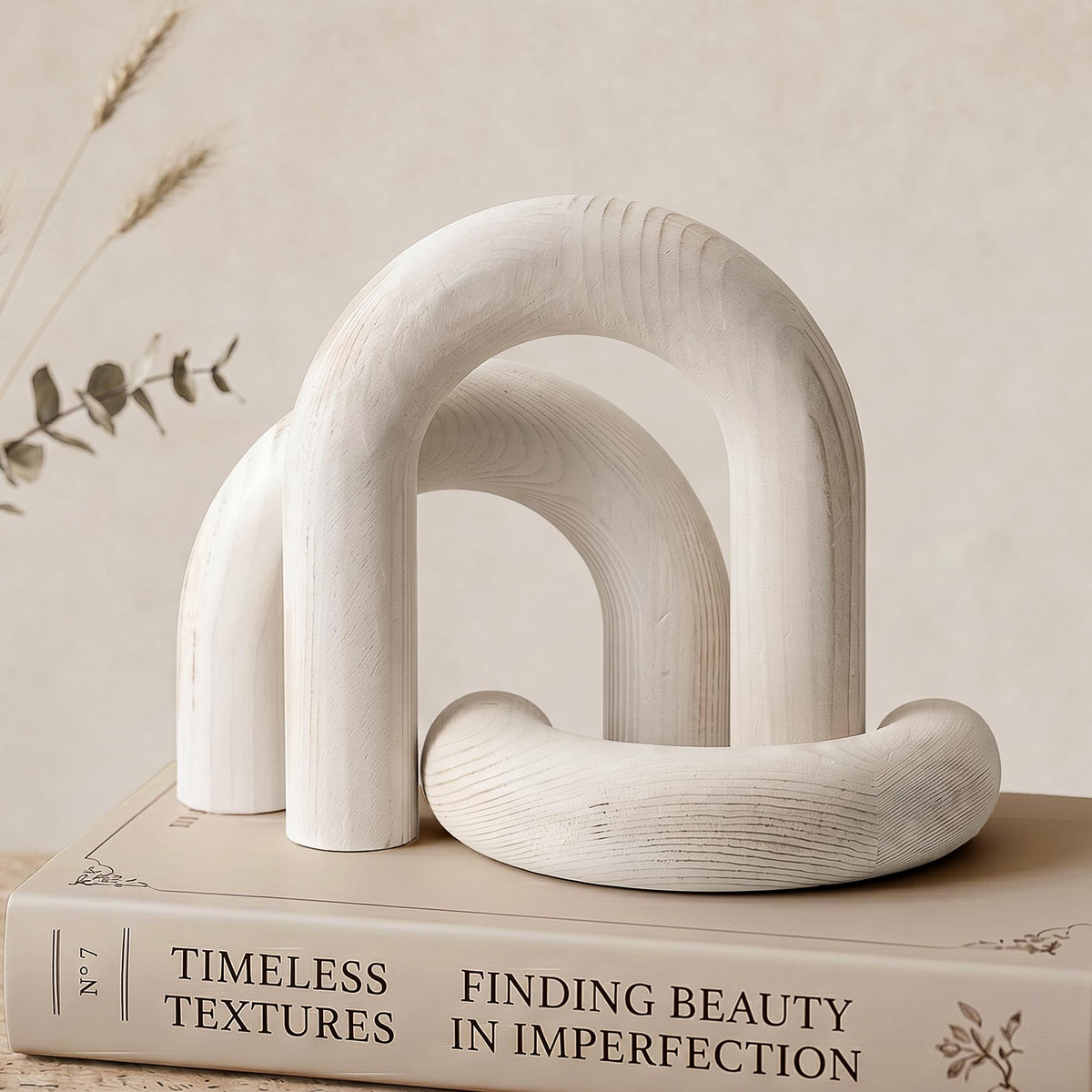 EOSAHR Pine Wood Arch Decor Wood Sculpture for Bookshelf - EOSAHR Official Imagery - 1