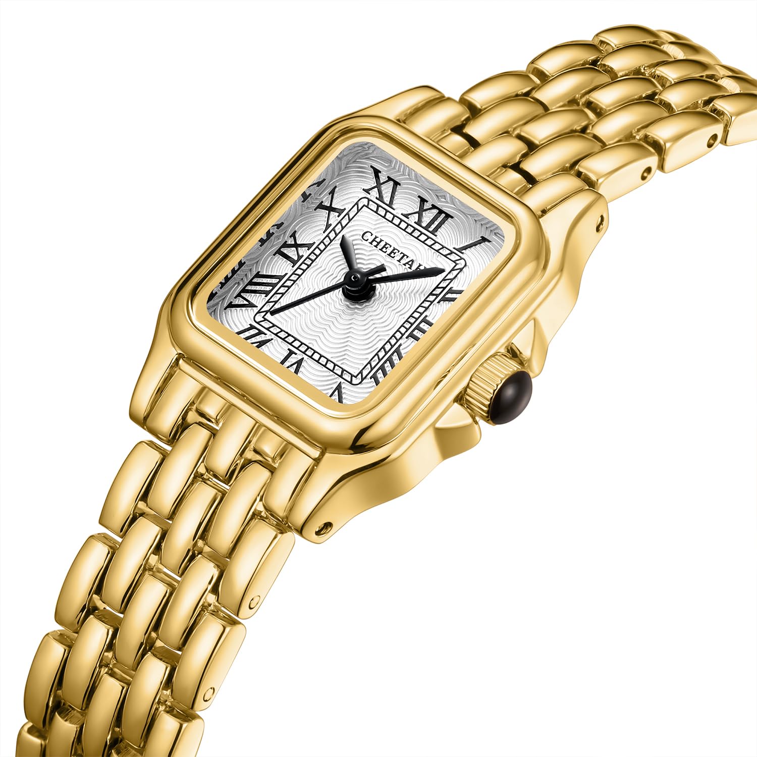 CHEETAH Gold Watch for Women Small Vintage Bracelet Rectangular Roman - View 2