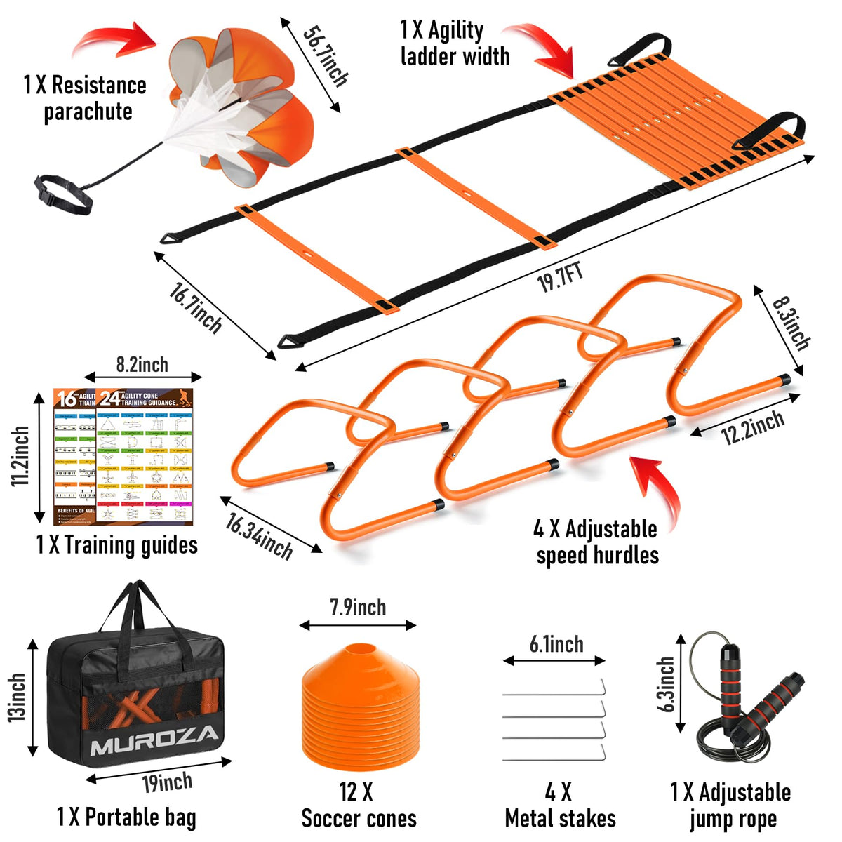 Agility Ladder Agility Speed Training Equipment Set 20ft - MUROZA Official Imagery - 3
