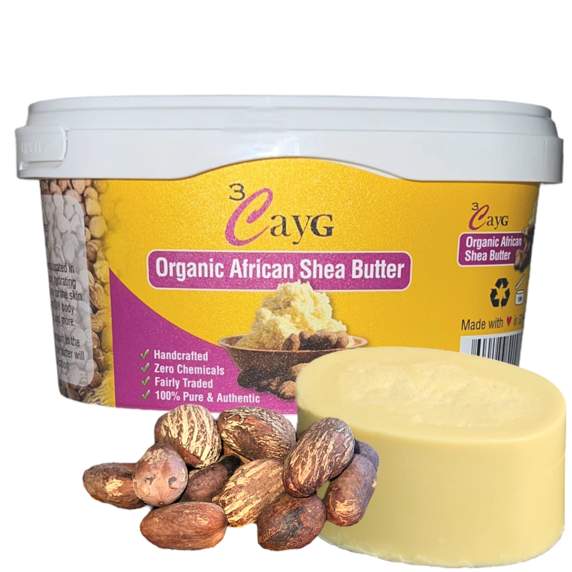 3CAYG 1 lb Unrefined Shea Butter for Hair, Skin, and Nails - Product Imagery