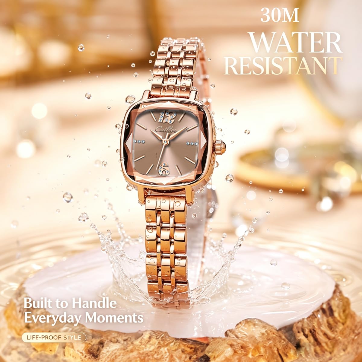 Rose Gold Square Ladies Watches Small Wrists Rectangular - BOGEVNOR Official Imagery - 7